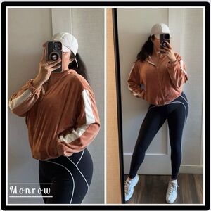 Monrow Revolve Velour Sporty Sweatshirt Hoodie - Medium